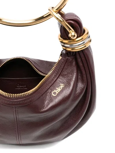 Chloé Brarcelet Mini Top-handle Bag In Grained Leather In Brown