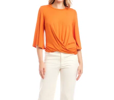 Karen Kane Drape Front Top In Tangerine In Orange