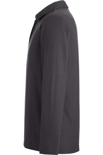 Core365 Fusion Chromasoft Long Sleeve Pique Polo In Gray
