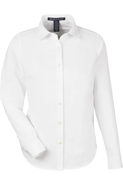 Devon & Jones Women's Crownlux Performance Spencer Poplin Dress Shirt In White