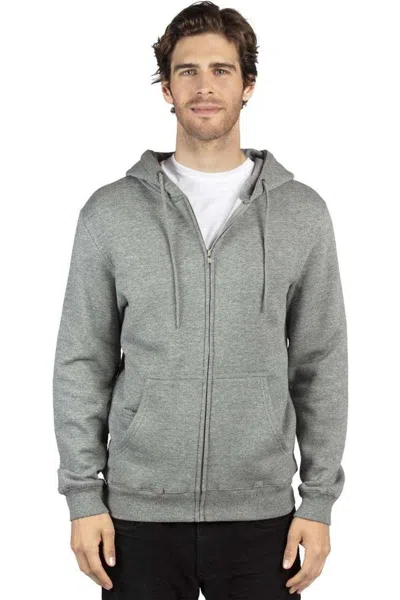 Threadfast Apparel Fleece Full-zip Hooded Sweatshirt In Gray