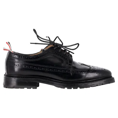 Thom Browne Classic Longwing Brogues In Black Leather In Black