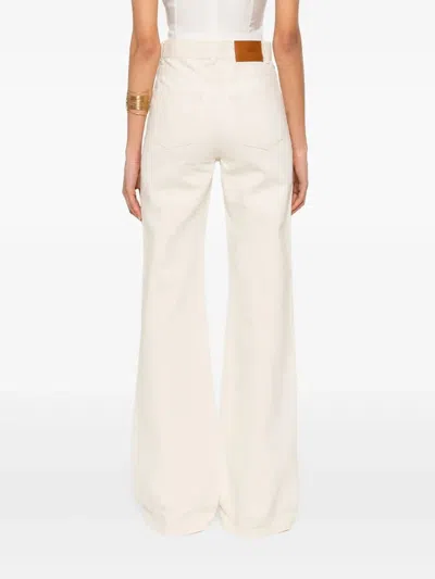 Chloé Natural Jean Pants With Leather Label In White