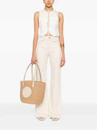 Chloé Natural Jean Pants With Leather Label In White