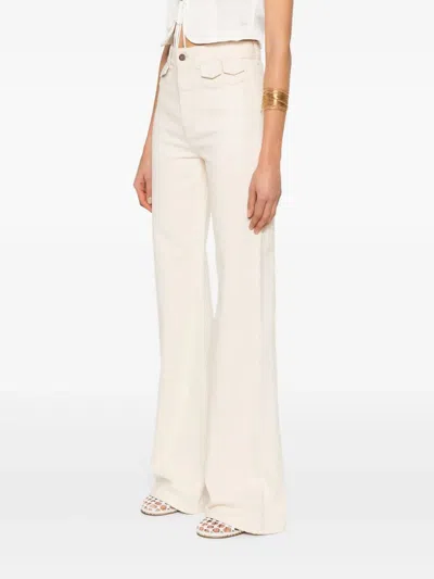 Chloé Natural Jean Pants With Leather Label In White