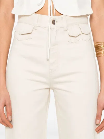 Chloé Natural Jean Pants With Leather Label In White