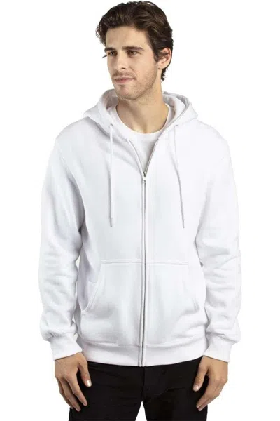 Threadfast Apparel Fleece Full-zip Hooded Sweatshirt In White