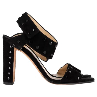 Jimmy Choo Veto 100 Sandals With Silver Studs In Black Suede In Black