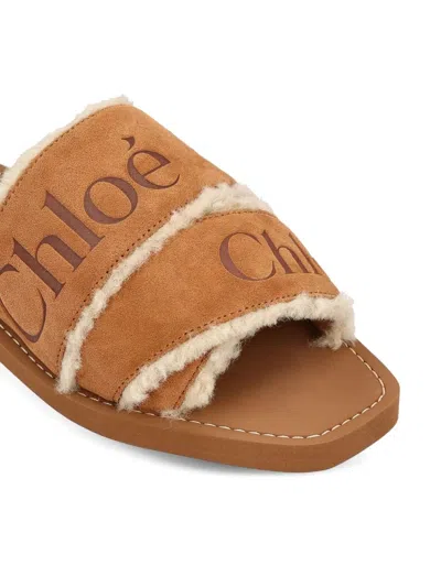 Chloé Chloe Women Caramel Suede Woody Slippers In Brown