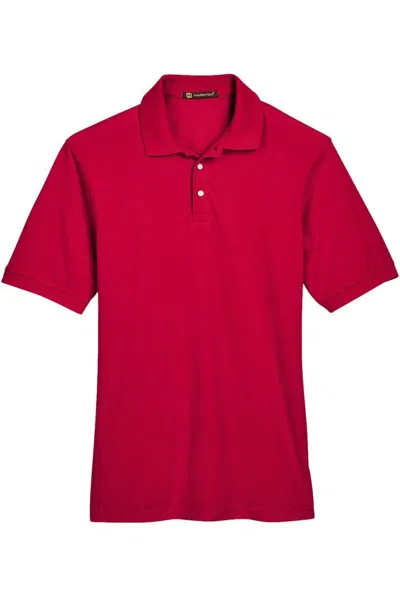 Harriton Polyester Jersey Polo In Red
