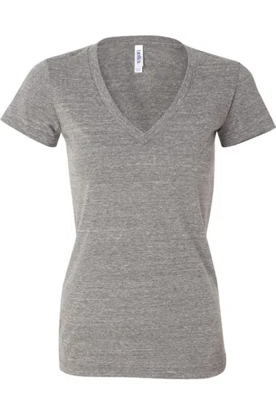 Bella+canvas Womens Triblend Deep V-neck Tee In Gray