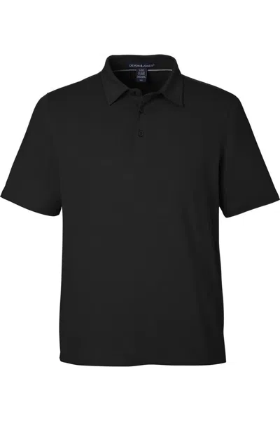 Devon & Jones Crownlux Performance Tall Plaited Long Sleeve Polo In Black