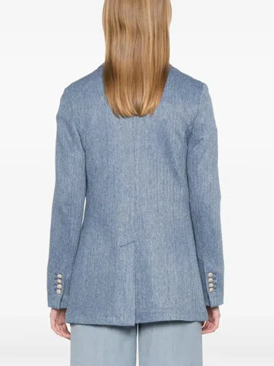 Circolo 1901 Linen And Cotton Double-breasted Jacket In Blue