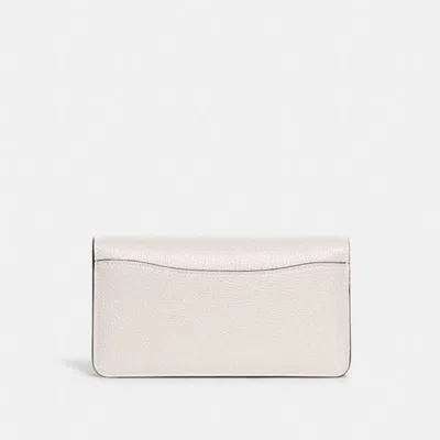 Coach Polished Pebble Leather Tabby Chain Clut In White