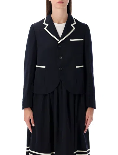Comme Des Garçons Girl Wool Blazer With Contrast Trim In Black