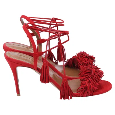 Aquazzura Wild Thing Sandals In Red Suede In Red
