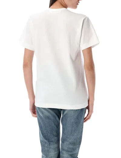 Comme Des Garçons Play White Cotton T-shirt With Crystal Heart In White