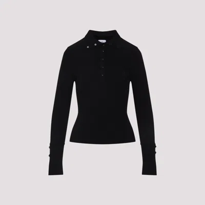 Courrèges Courreges Black Viscose Blend Polo Shirt In Black
