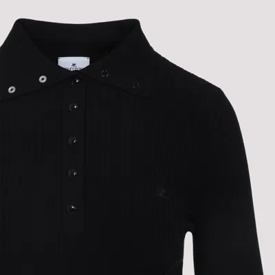 Courrèges Courreges Black Viscose Blend Polo Shirt In Black