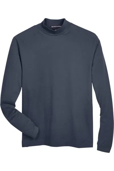 Devon & Jones Sueded Jersey Mock Neck T-shirt In Blue