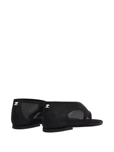 Courrèges Wrapped Mesh Thongs In Black