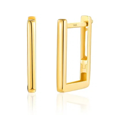 Maxcolor Solid 14k Yellow Gold Rectangle 13x11mm Hoop Earrings In Gold