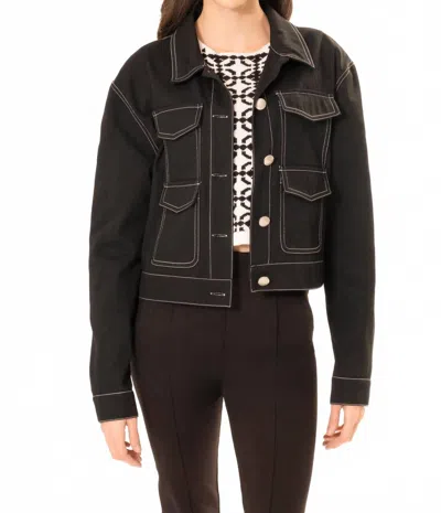 Area Stars Top Stitch Mod Barn Jacket In Black In Black