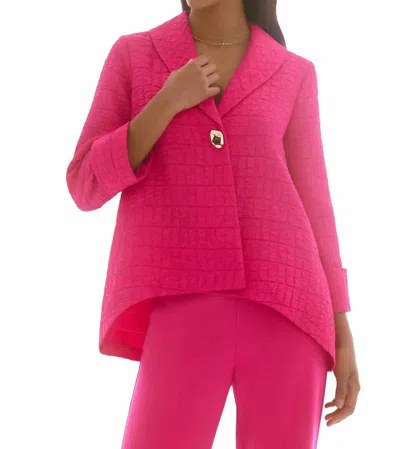 Joseph Ribkoff Collared Textured Trapeze Jacket In Geranium In Pink