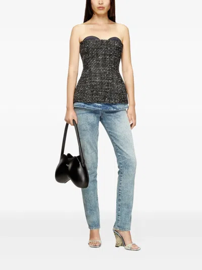 Diesel Double-d-shoulder Bag In Pu In Black