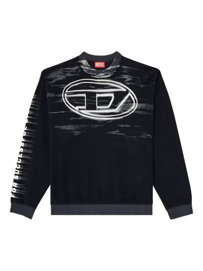 Diesel Cotton Sweatshirt With Oval D Print In Black