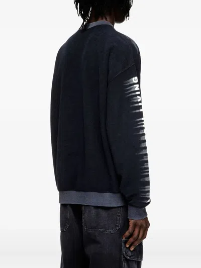 Diesel Cotton Sweatshirt With Oval D Print In Black
