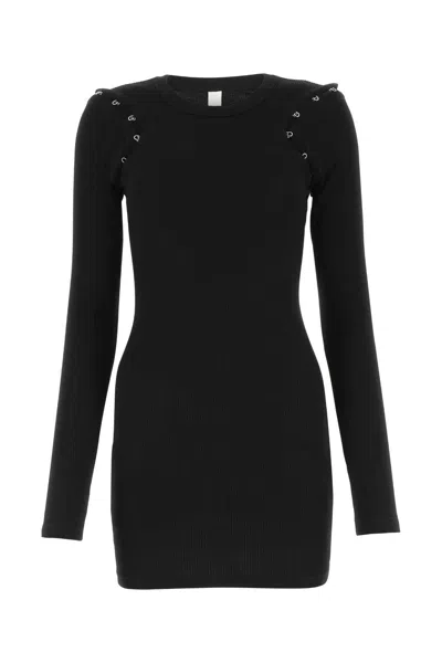 Dion Lee Black Stretch Cotton Mini Dress In Black