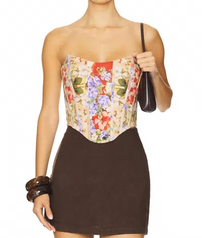 Falguni Shane Peacock Corset Top In Spring Time Whispers In Multi