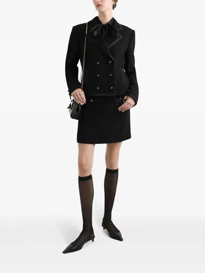 Dolce & Gabbana Black Silk Shirt With Bow In Black