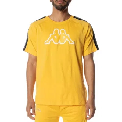 Kappa Logo Tape Davirec Tee Shirt In Yellow/grey/black In Multi
