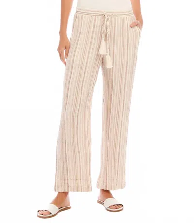 Karen Kane Drawstring Ankle Straight- Leg Pants In Metallic Stripe In Yellow