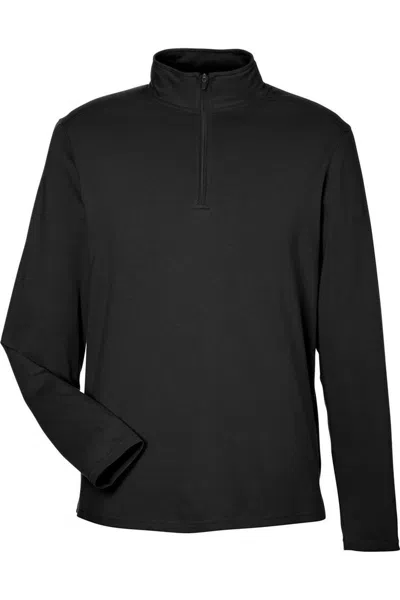 Devon & Jones Stretch Tech-shell Compass Quarter-zip Pullover In Black