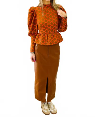 Emily Mccarthy Zoe Long Sleeve Top In Orange In Orange