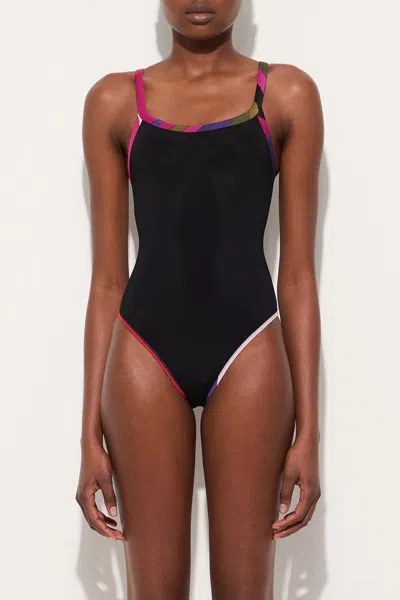 Pucci Swimsuit With Printed Trim In Nero In Black