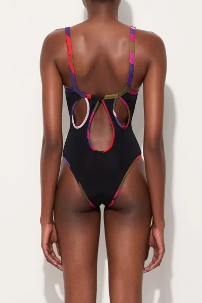 Pucci Swimsuit With Printed Trim In Nero In Black