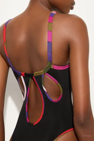 Pucci Swimsuit With Printed Trim In Nero In Black