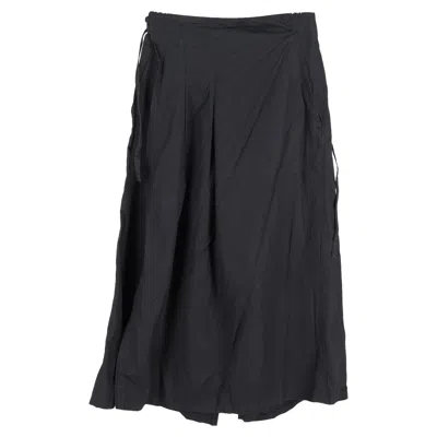 Yohji Yamamoto Y's By  Skirt Accent Wide-leg Trousers In Black Cotton In Black