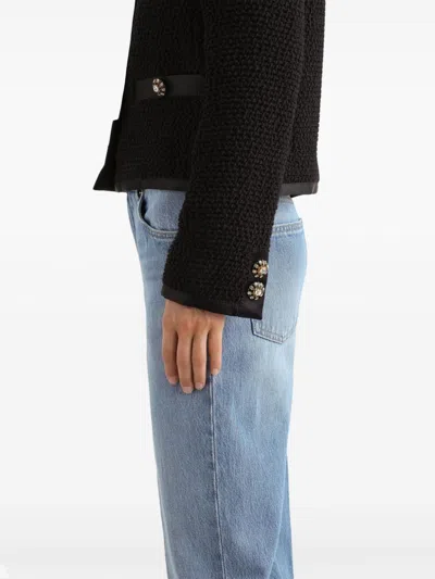 Dolce & Gabbana Short Black Jacket With Rhinestone Buttons In Black