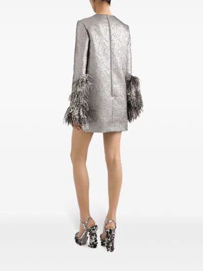 Dolce & Gabbana Short Silver ml Dress In Metallic
