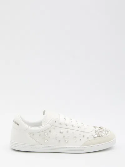 Dolce & Gabbana Sneakers Embellished With Rhinestones In White