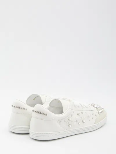 Dolce & Gabbana Sneakers Embellished With Rhinestones In White