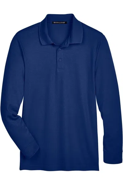 Devon & Jones Crownlux Performance Tall Plaited Long Sleeve Polo In Multi