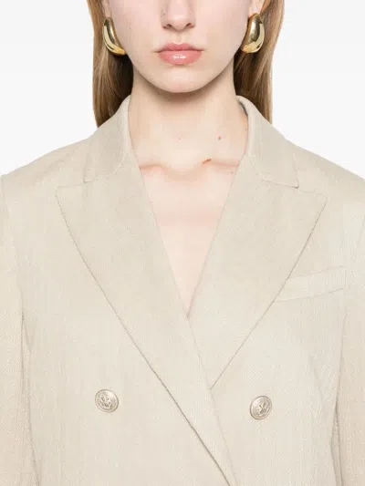Circolo 1901 Linen And Cotton Double-breasted Jacket In Neutral