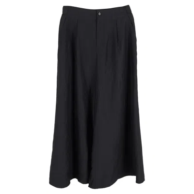 Yohji Yamamoto Flared Midi Skirt In Black Wool In Blue
