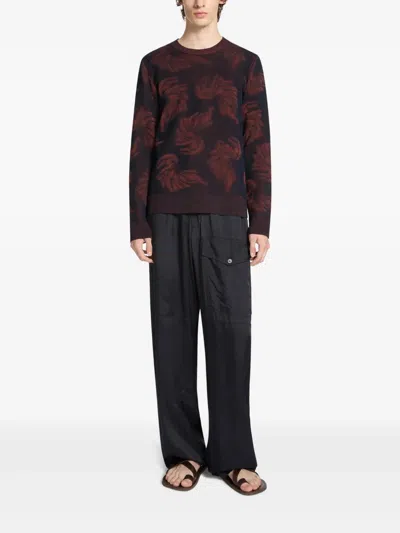 Dries Van Noten Long-sleeved Sweater In Brown